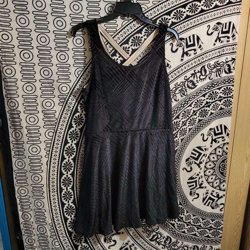 Black Velvet Criss-Cross Back Mini Dress